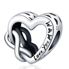 Silver Color Heart Shaped Charms Beads