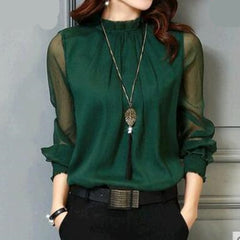 Chiffon Blouse Women Tops Long Sleeve