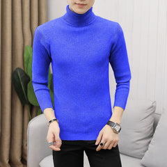 Pullover Turtleneck Thickened Sweater Casual Vertical Striped Sweater