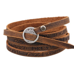 Vintage Bohemian Style Jewelry Multilayer Wrap Genuine Leather Bracelet