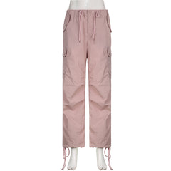 Baggy Cargo Pants Low Rise Drawstring Fashion Pocket Casual Pants