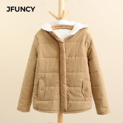 Fleece Parkas Coat New Korean Casual Jackets Cotton Hooded Windproof Warm