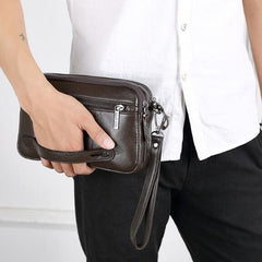 Business Clutch Wallet Real Leather Wrist Money Bags First Layer