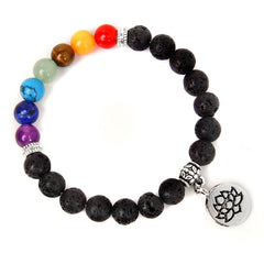 Handmade Natural Stone Lotus Ohm Buddha Beads Bracelet