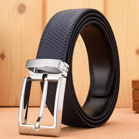 Man Cowskin Leather Belts For Men Jeans Plaid Strap