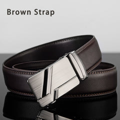 Men Leather Belt Metal Automatic Buckle Bran