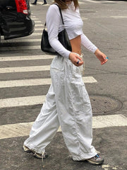 Casual Baggy Wide Leg Sweatpants Loose Drawstring Low Waist Streetwear