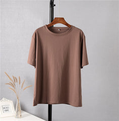 Basic Cotton T Shirt Women New Loose Solid Tees