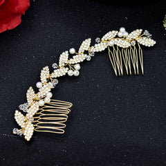 Alloy Leaves Golden Bridal Comb Wedding Hair Accessories
