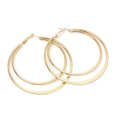 Stainless Steel Exaggerated Round Bead Hoop Earring