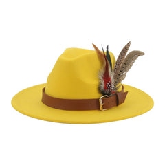 Hat Fedoras Winter Women Hats Men Felt Hat Feather Luxury Fashion Casual