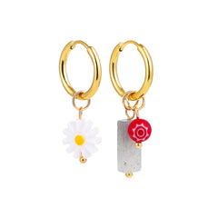 Bohemian Handmade Natural Stone Beads Hoop Earrings