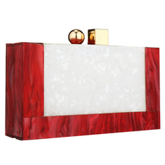 Marbling white Acrylic Purse Box Clutch Luxury Handbags