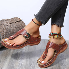 Wedge Sandals Open Toe Sandals Vintage Anti-slip Leather