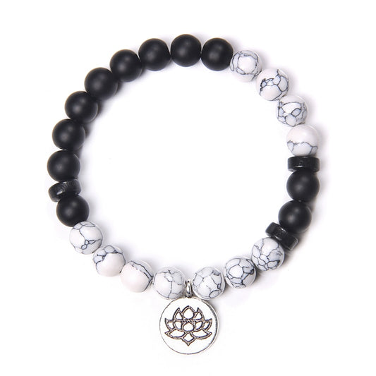 Handmade Natural Stone Lotus Ohm Buddha Beads Bracelet