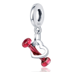 Silver Color Heart Shaped Charms Beads