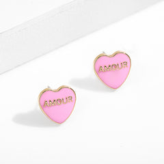 Punk Gold Small Earring for Ethnic Metal Enamel Round Statement