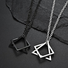 Geometry Interlocking Square Triangle Male Pendant