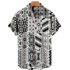Clothing 3D Hawaiian Shirt Men Fashion Cashew Flower Geometric Printed Shirts