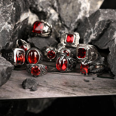 Zircon Stone Men Ring Vintage Titanium Stainless Steel Seal Rings Male Jewelry