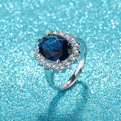 Trendy Silver Fine Jewelry with Gemstones Flower shaped Ring