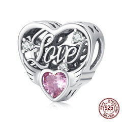 Sterling Silver Heart Vintage Charms Beads Fit Original DIY Bracelets