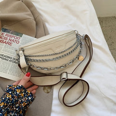 Solid Color Chain Small Fanny Packs