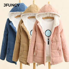 Fleece Parkas Coat New Korean Casual Jackets Cotton Hooded Windproof Warm