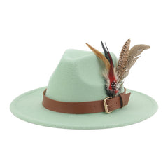 Hat Fedoras Winter Women Hats Men Felt Hat Feather Luxury Fashion Casual