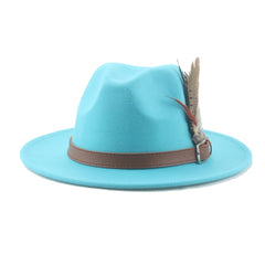 Hat Fedoras Winter Women Hats Men Felt Hat Feather Luxury Fashion Casual