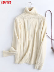 Woolen Turtleneck Knitted Sweater Jumper Elegant Pullovers Chic Tops