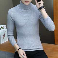 Pullover Turtleneck Thickened Sweater Casual Vertical Striped Sweater