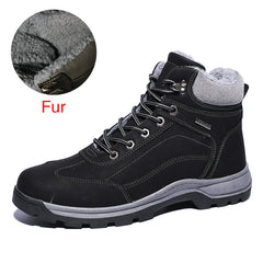 Warm Men Boots Genuine Leather Fur Plus Men Snow Boots
