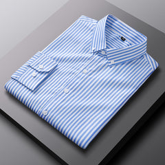 Mens Striped Shirts Long Sleeve Button Down Shirt Business