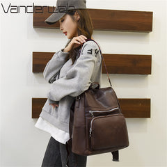 Vintage Leather Multifunctional Backpack Purse