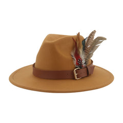 Hat Fedoras Winter Women Hats Men Felt Hat Feather Luxury Fashion Casual