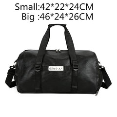 Gym Bag Leather Women Fitness Shoe Compartment Men Duffle Shoulder Bags