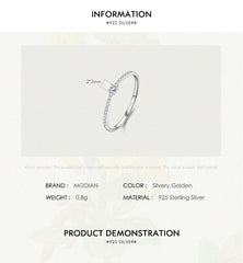 Simple Square Clear CZ Charm Gold Color Finger Rings