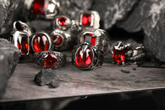 Zircon Stone Men Ring Vintage Titanium Stainless Steel Seal Rings Male Jewelry