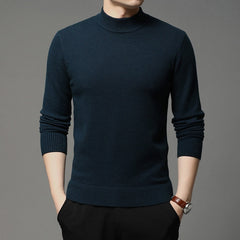 Men Turtleneck Pullover Sweater Fashion Solid Color Thick and Warm