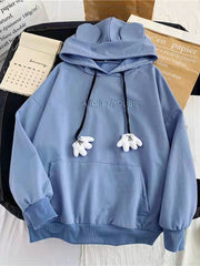 Female Sweatshirt Kawaii Hoodies Cartoon Bear Ears Hoodie Pullover