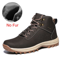 Warm Men Boots Genuine Leather Fur Plus Men Snow Boots