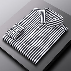 Mens Striped Shirts Long Sleeve Button Down Shirt Business