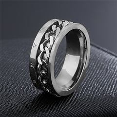 ZORCENS Stainless Steel Wedding Band Ring Roman Numerals