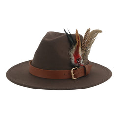 Hat Fedoras Winter Women Hats Men Felt Hat Feather Luxury Fashion Casual