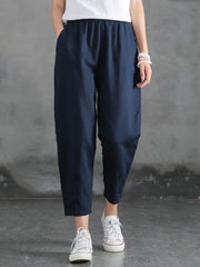 Harem Vintage Cotton Linen Capri Pants