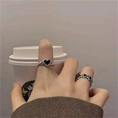 Heart Rings For Women Punk Girl Hip Hop Jewelry Vintage Harajuku
