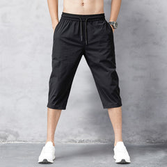 Men Shorts Summer Breeches Thin Nylon 3/4 Length Trousers