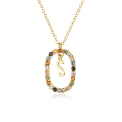 Silver Gold Letters A - Z Initial M S C K Alphabet Long Chain Necklace