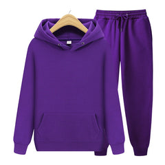 Men casual wear suit sportswear suit solid color pullover + pants suit
